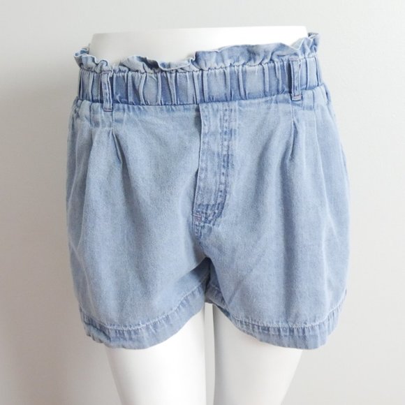 American Eagle Medium Wash Paperbag Waist Denim Jean Shorts Pockets Medium - Picture 1 of 13